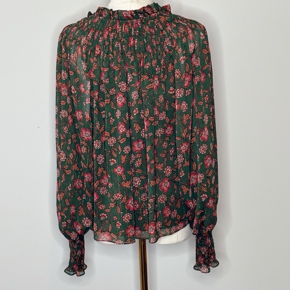Misa Los Angeles Clio Evergreen Bloom Long Sleeve Blouse Womens Size XS - Picture 2 of 10